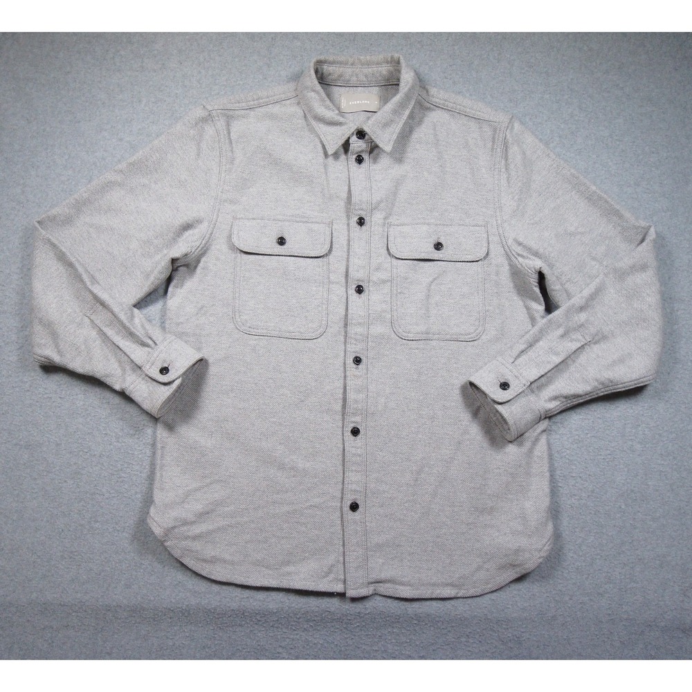 Everlane Shirt Mens Medium Gray Button Down Flannel Heavy Long Sleeve Overshirt